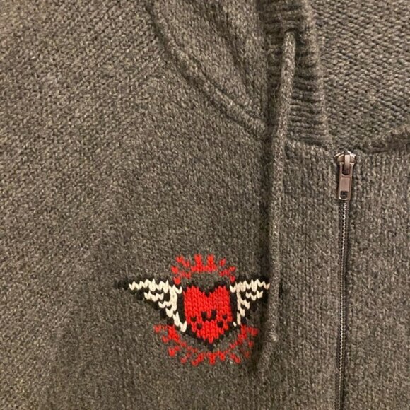 Torrid Gray Sweater with Skull and Rose Design - Picture 3 of 5